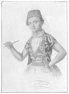 Wiljalba Frikell in his youth, showing the peculiar
costume worn by conjurers at that time. The author secured this portrait
a few weeks before Frikell’s death and sent it to the veteran conjurer,
who was amazed to learn that this print was in existence. Now in the
Harry Houdini Collection.