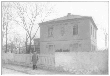 The Author standing in front of Villa Frikell at
Kötchenbroda, Germany, where the master magician, Wiljalba Frikell,
spent the last years of his life. From the Harry Houdini Collection.