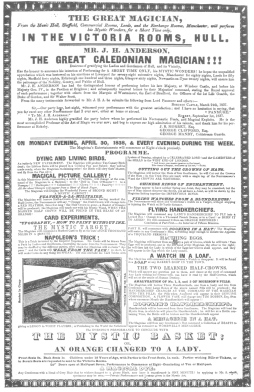Anderson billing of 1838, featuring obedient cards as
“Napoleon’s Trick.” From the Harry Houdini Collection.