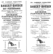 Poster used by Robert-Houdin during his first London
engagement, featuring suspension. From the Harry Houdini Collection.