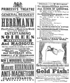 A Compars Herrmann programme of 1848 in which suspension
is featured. From the Harry Houdini Collection.