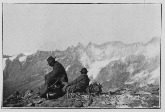 Luncheon in summer on the top of a glacier pass.

To face p. 310.