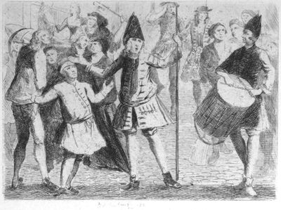 Mr. Estcourt as Kite in Farquhars Recruiting Officer.
After the contemporary design by E. Knight and G. Vander Gucht.