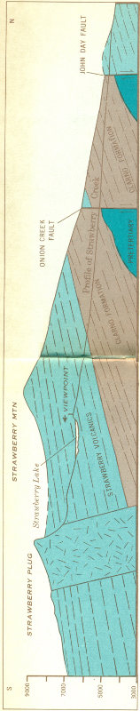 Fig. 14.&mdash;Section through the Strawberry Mountain, along Strawberry Creek.