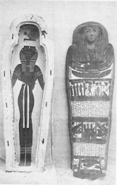 Image not availble: Fig 2. Coffins Nos. 3 b and 4 b
Fig. 3. Coffin No. 1 a      Fig. 1. Coffin No. 1 b
PLATE XVI
Series of Coffins from Tomb No. 5
