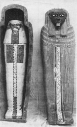 Image not availble: Fig 2. Coffins Nos. 3 b and 4 b
Fig. 3. Coffin No. 1 a      Fig. 1. Coffin No. 1 b
PLATE XVI
Series of Coffins from Tomb No. 5