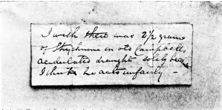 Image unavailable: Note written by Palmer to his Counsel while in the dock
at the Old Bailey