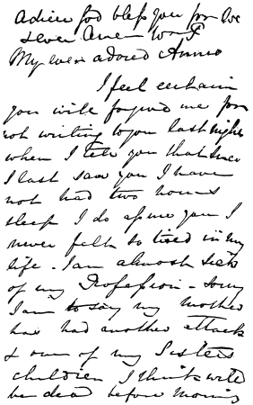Image unavailable: Letter from William Palmer to his wife.

(Reproduced from the original in the possession of Dr. Kurt Loewenfeld,
Bramhall, Cheshire.)