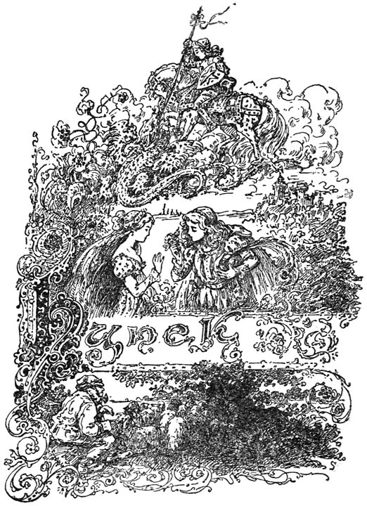 St. George and the dragon, two women and text: &ldquo;Hynek.&rdquo;