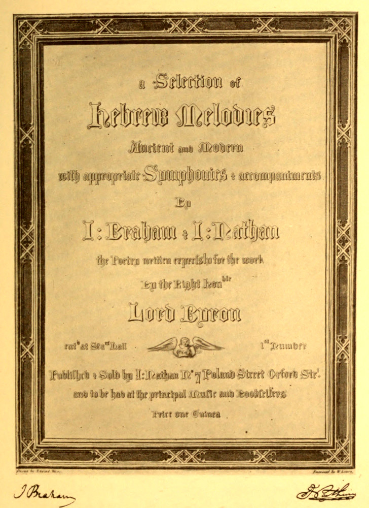  TITLE-PAGE OF THE FIRST EDITION OF BYRON’S HEBREW
MELODIES