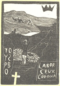 Woodcut &lsquo;Labor Crux Corona&rsquo;