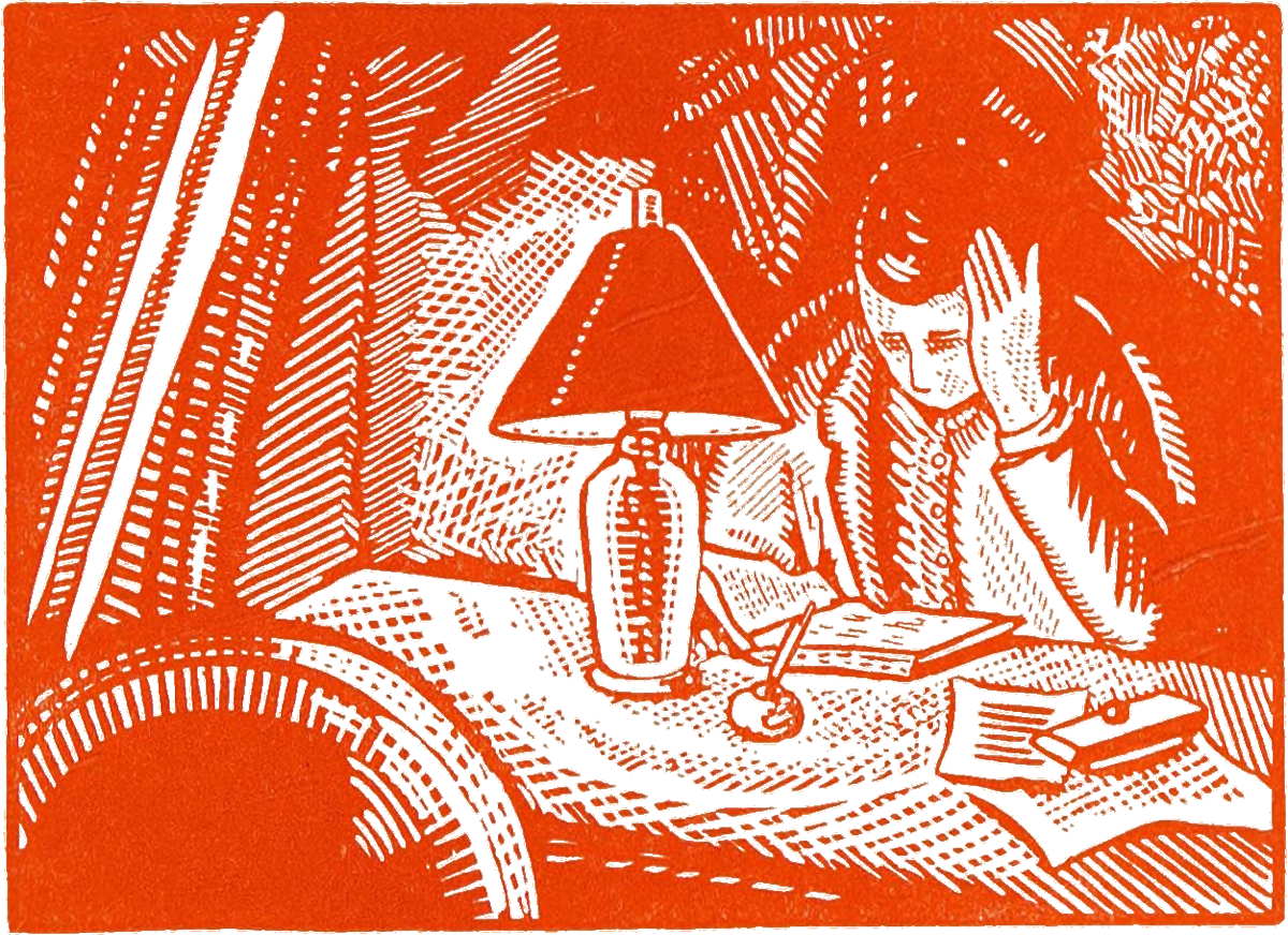 Man reading at desk