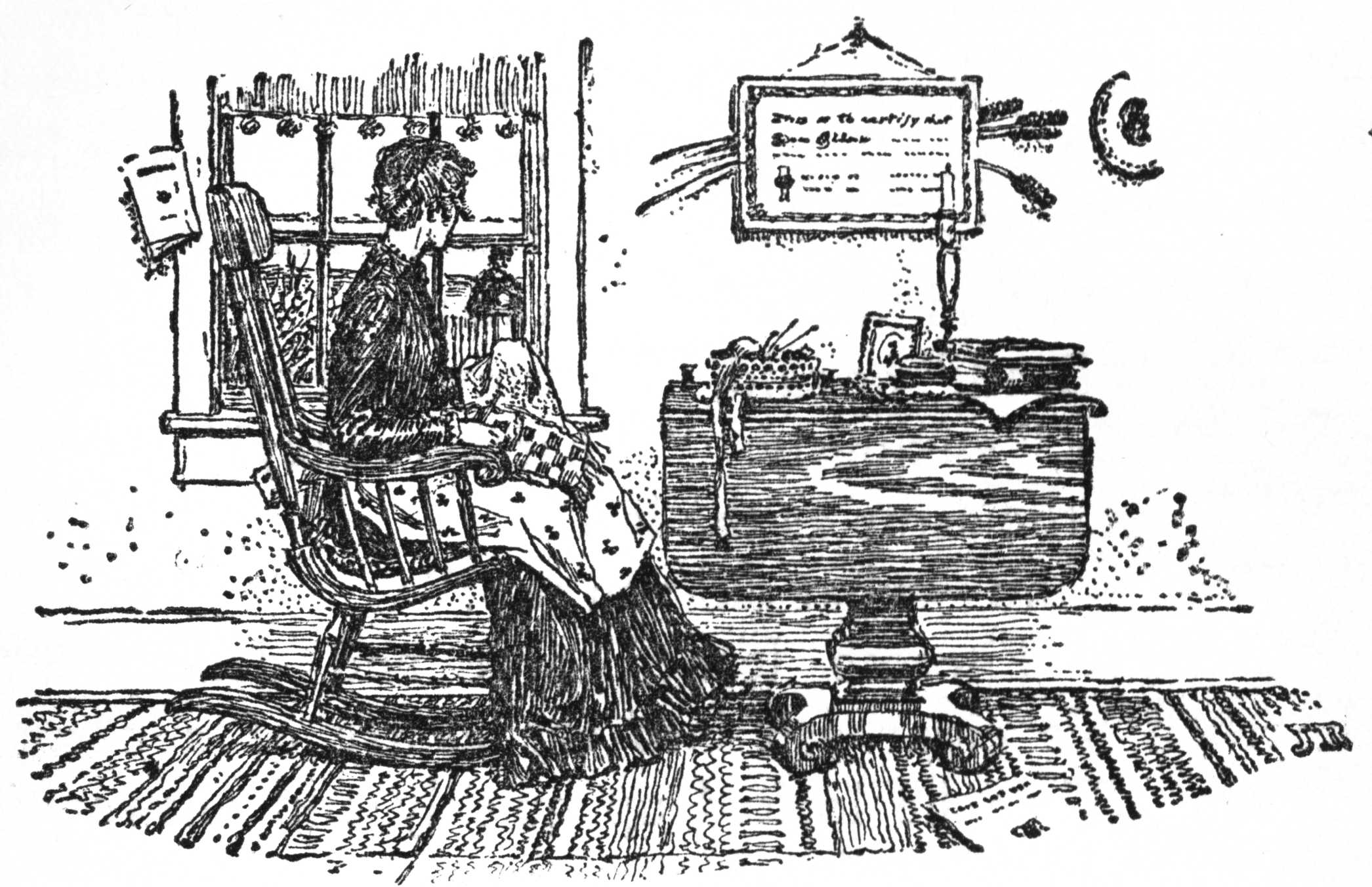 Woman sitting and sewing
