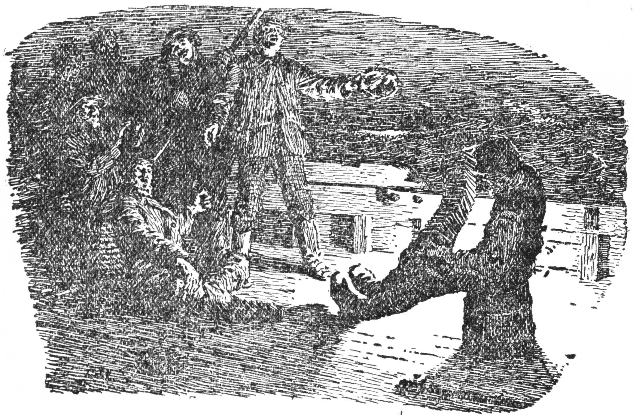 People in a graveyard