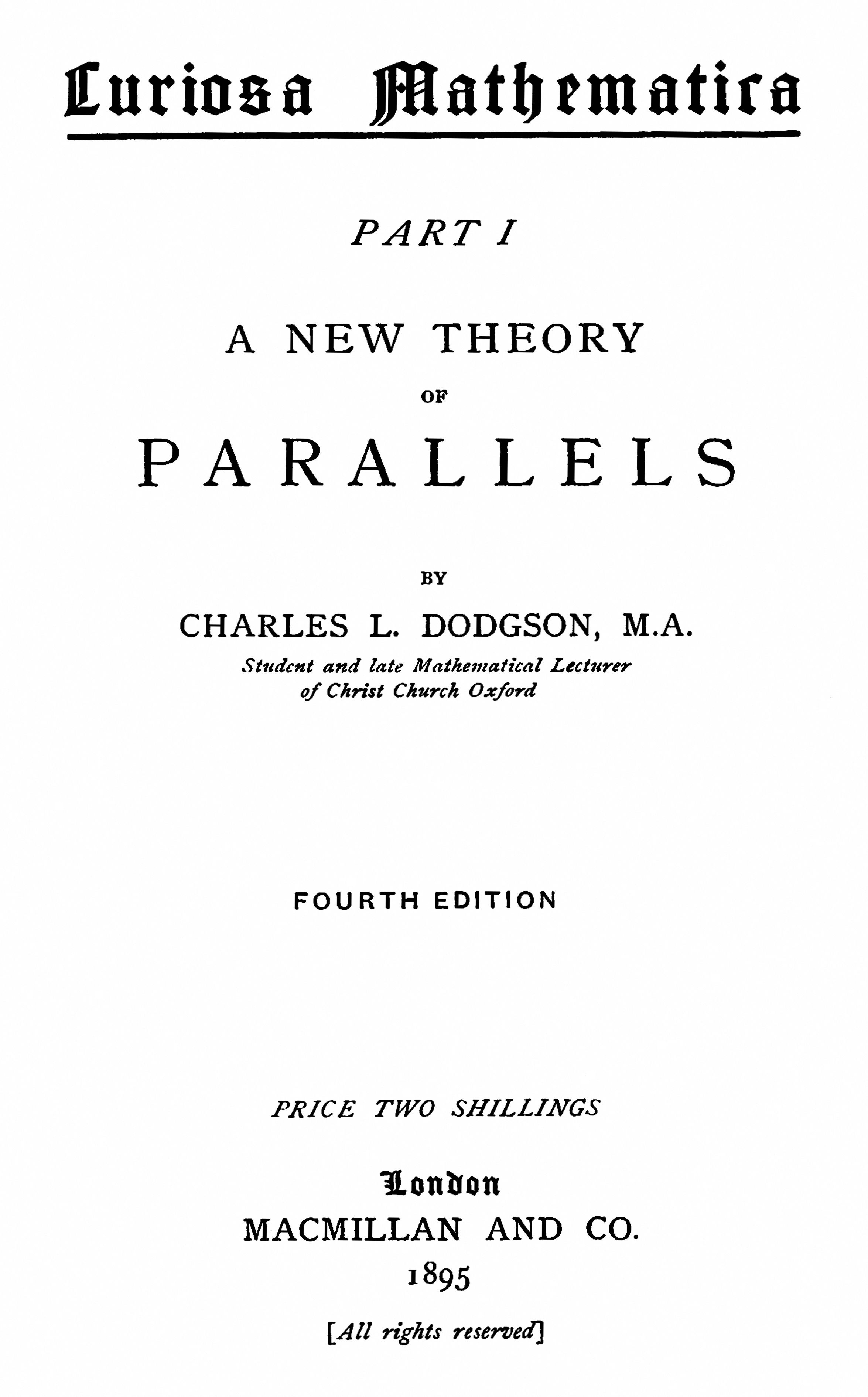 Title page
of the book Curiosa Mathematica Part I written by Charles Dodgson.